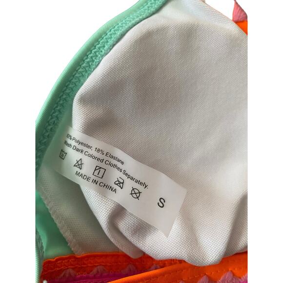 Bikini Women's Swimwear 2pc Size Small Mint Green & Coral - Picture 13 of 16
